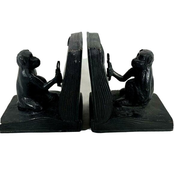 SPI Other - Vintage Cast Iron Monkey Bookend Reading Decorative Art Library Decor
